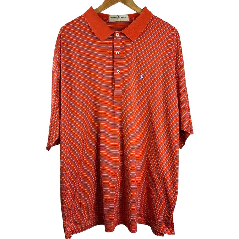 Men's Golf Fairway & Greene Orange Purple Fox White Stripe Polo XXL